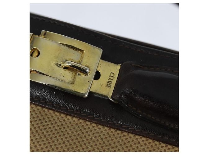 Céline Borsa a Spalla CELINE in Tela Beige Oro Auth 149192 D'oro - vista 10