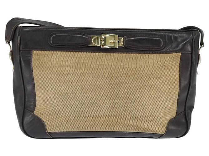Céline Borsa a Spalla CELINE in Tela Beige Oro Auth 149192 D'oro - vista 13