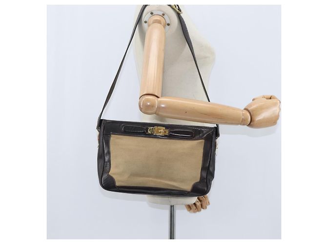 Céline Borsa a Spalla CELINE in Tela Beige Oro Auth 149192 D'oro - vista 21