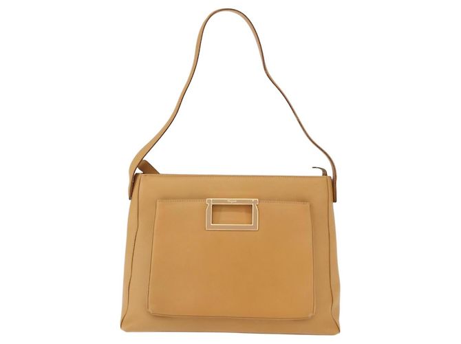 Borsa a Spalla Salvatore Ferragamo in Pelle Beige Oro Auth gh1110 D'oro - vista 13