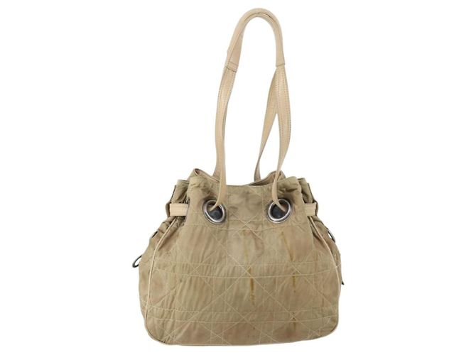 Borsa a Spalla Canage in Nylon Beige Christian Dior Auth bs30247 - vista 2