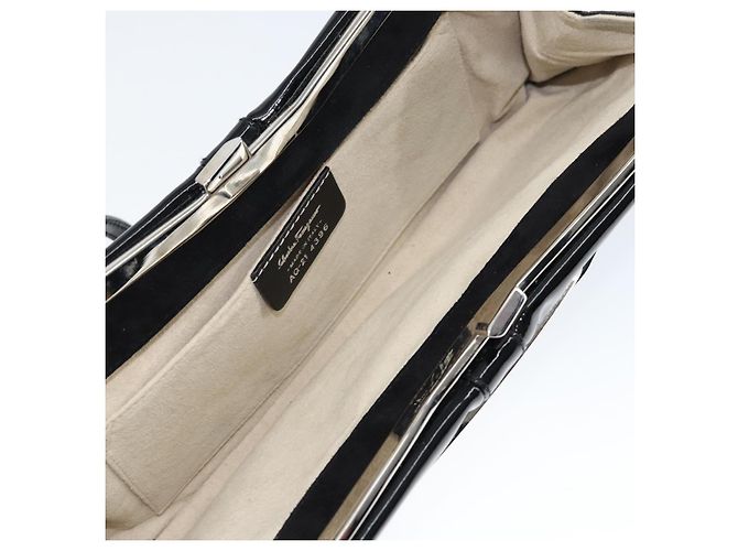 Borsa a Spalla Salvatore Ferragamo Vala Smalto Nero Argento Auth 149147 - vista 11