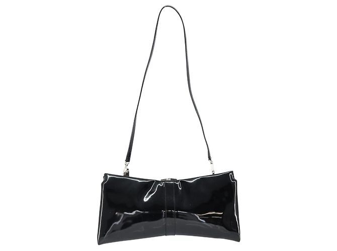 Borsa a Spalla Salvatore Ferragamo Vala Smalto Nero Argento Auth 149147 - vista 2