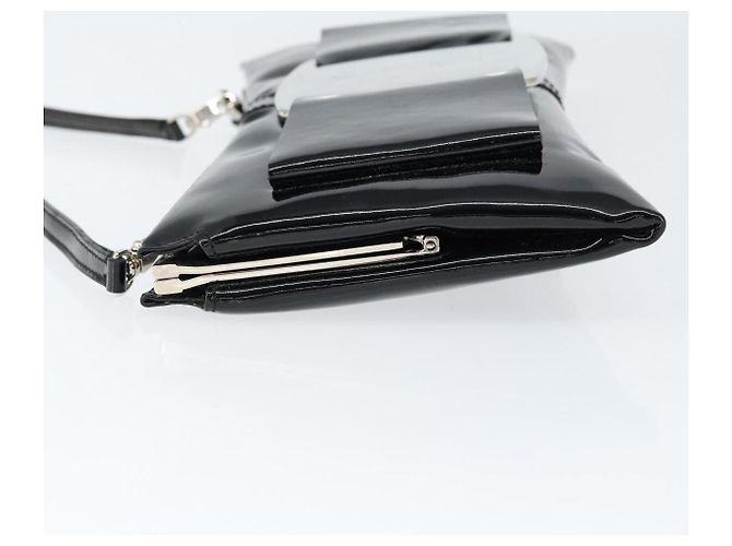 Borsa a Spalla Salvatore Ferragamo Vala Smalto Nero Argento Auth 149147 - vista 4