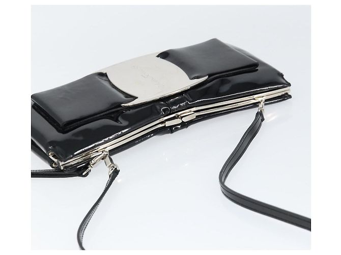 Borsa a Spalla Salvatore Ferragamo Vala Smalto Nero Argento Auth 149147 - vista 6