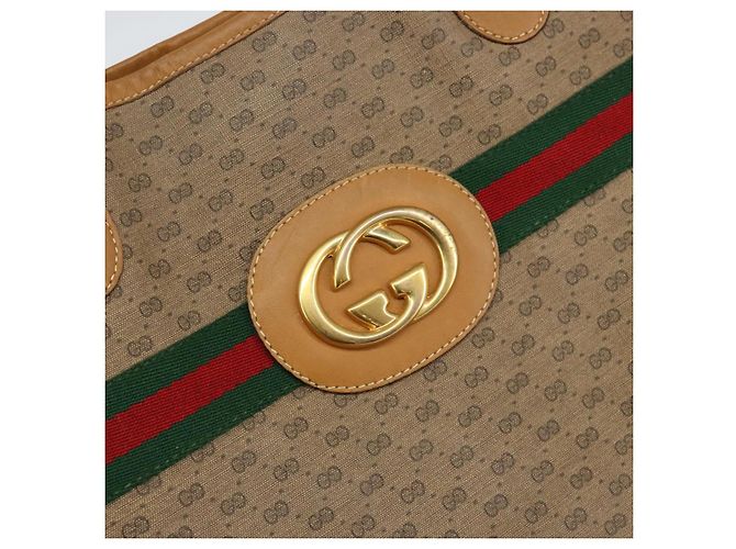 Bolso Sherry Line en PVC Beige Micro GG Supreme Web de GUCCI 002 904 0131 Auth gh1123 Dorado - vista 17