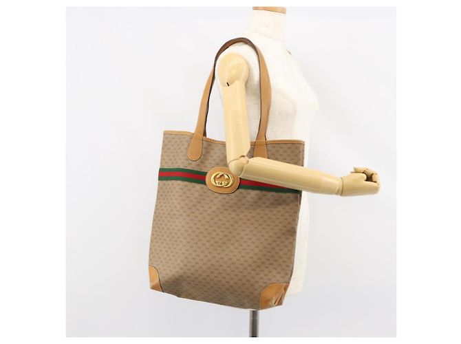 Bolso Sherry Line en PVC Beige Micro GG Supreme Web de GUCCI 002 904 0131 Auth gh1123 Dorado - vista 20