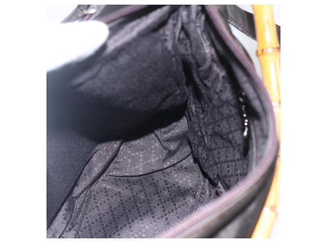 Borsa a spalla Gucci Bamboo Nylon 2 in 1 Marrone Argento Autentica 151470 - vista 21