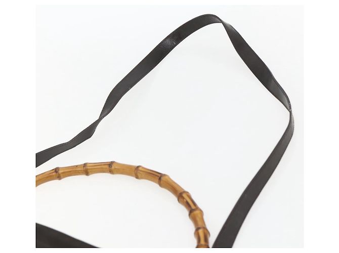 Borsa a spalla Gucci Bamboo Nylon 2 in 1 Marrone Argento Autentica 151470 - vista 9