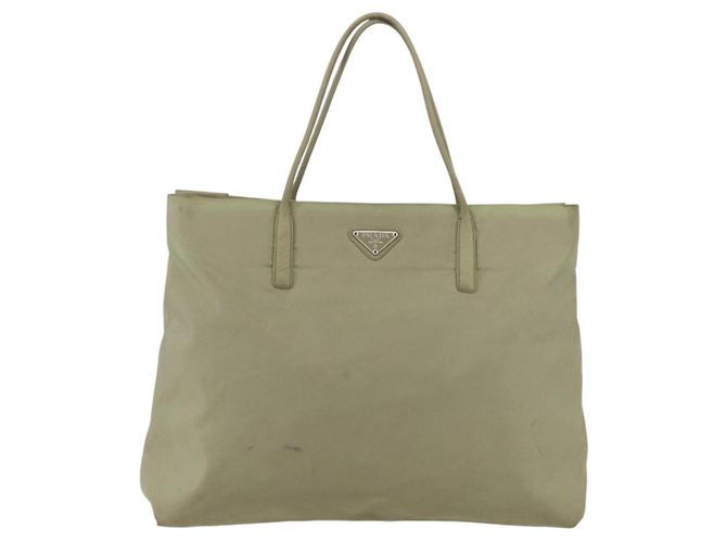 Borsa Tote PRADA Nylon Beige Argento Auth 151519 - vista 13