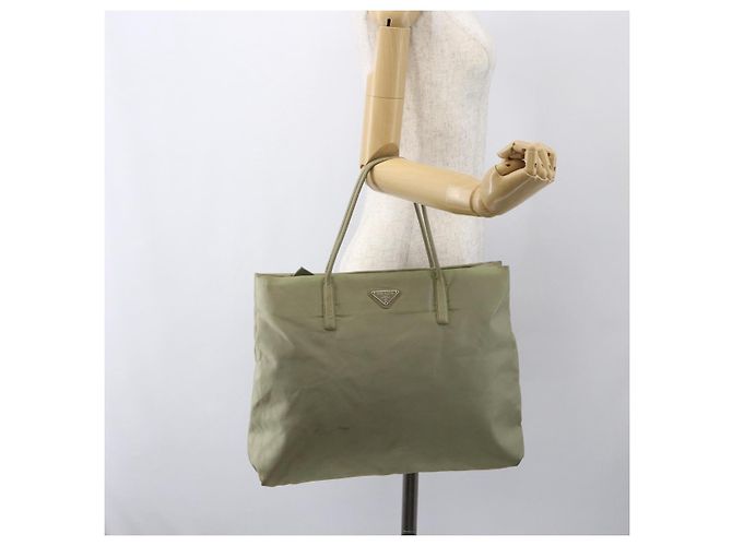 Borsa Tote PRADA Nylon Beige Argento Auth 151519 - vista 24