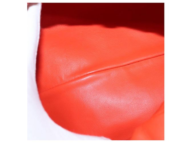 Autre Marque Borsa a spalla con catena in pelle arancione oro Auth 146565SAV D'oro - vista 10