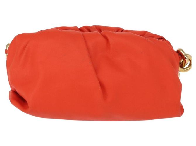 Autre Marque Borsa a spalla con catena in pelle arancione oro Auth 146565SAV D'oro - vista 13