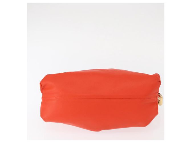 Autre Marque Borsa a spalla con catena in pelle arancione oro Auth 146565SAV D'oro - vista 4