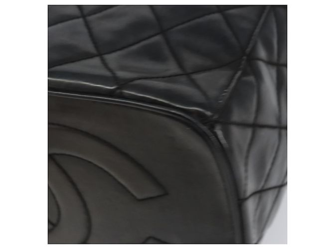 Vanity CHANEL Pochette Matelassé Smalto Nero Oro CC Auth bs31398 D'oro - vista 10