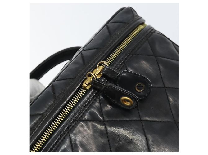 Vanity CHANEL Pochette Matelassé Smalto Nero Oro CC Auth bs31398 D'oro - vista 15