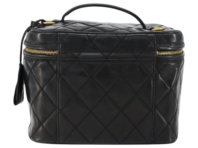 Vanity CHANEL Pochette Matelassé Smalto Nero Oro CC Auth bs31398 D'oro - vista 3