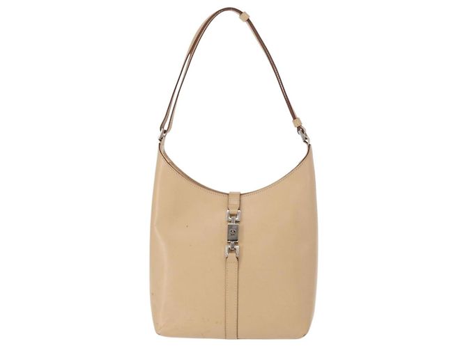 Borsa a Spalla GUCCI Jackie in Pelle Beige Argento 001 3875 Auth 151720 - vista 2