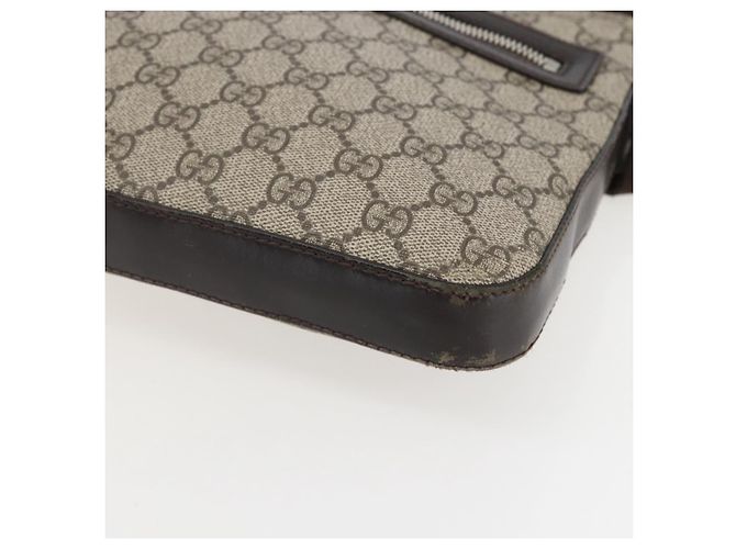 Gucci Borsa a Spalla GG Supreme in PVC Pelle Beige Argento 406410 Auth 151765 - vista 10
