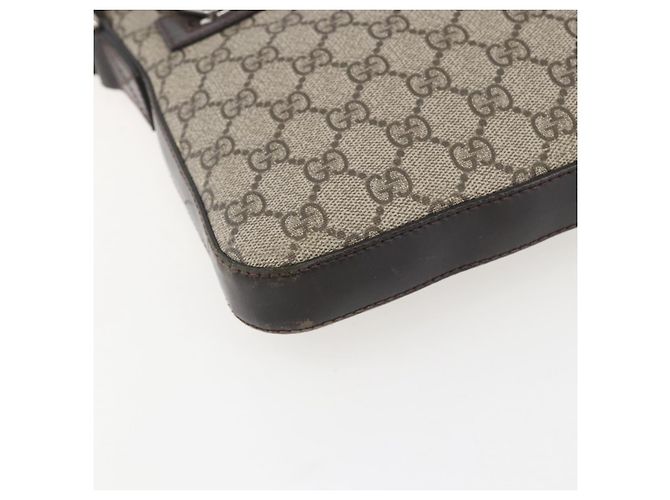 Gucci Borsa a Spalla GG Supreme in PVC Pelle Beige Argento 406410 Auth 151765 - vista 11