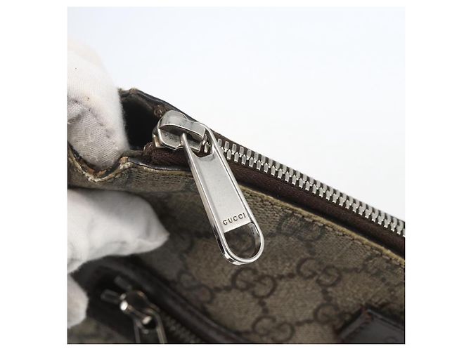 Gucci Borsa a Spalla GG Supreme in PVC Pelle Beige Argento 406410 Auth 151765 - vista 15