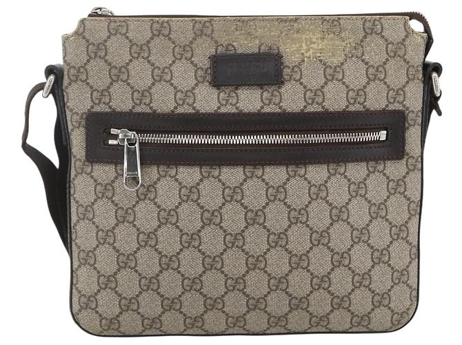 Gucci Borsa a Spalla GG Supreme in PVC Pelle Beige Argento 406410 Auth 151765 - vista 2