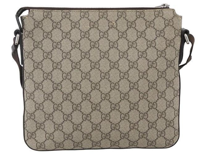 Gucci Borsa a Spalla GG Supreme in PVC Pelle Beige Argento 406410 Auth 151765 - vista 3