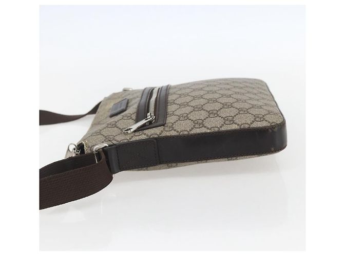 Gucci Borsa a Spalla GG Supreme in PVC Pelle Beige Argento 406410 Auth 151765 - vista 4