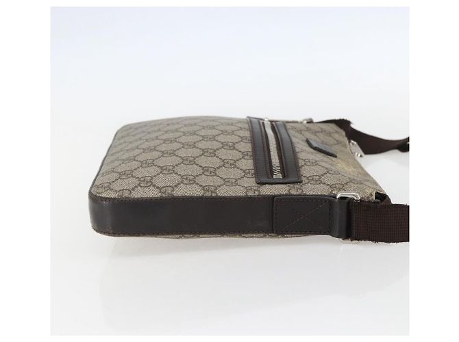 Gucci Borsa a Spalla GG Supreme in PVC Pelle Beige Argento 406410 Auth 151765 - vista 5