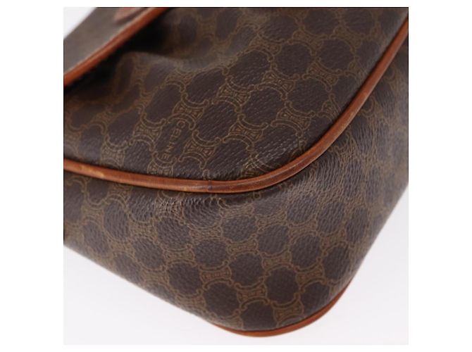 Céline Borsa a Spalla in Tela Macadam CELINE in Pelle PVC Marrone Oro Auth 151785 D'oro - vista 10