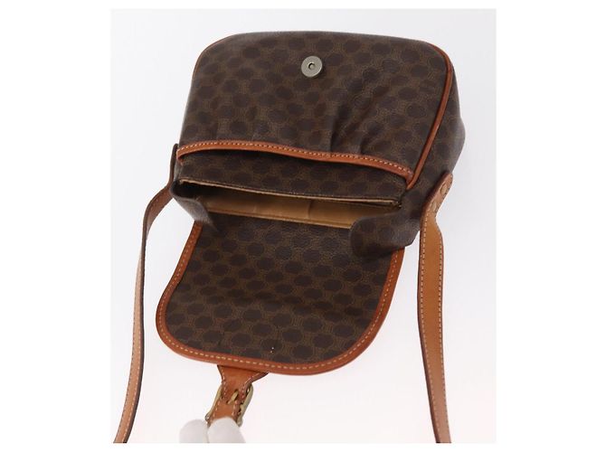 Céline Borsa a Spalla in Tela Macadam CELINE in Pelle PVC Marrone Oro Auth 151785 D'oro - vista 15