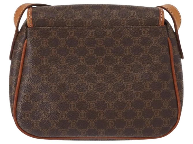 Céline Borsa a Spalla in Tela Macadam CELINE in Pelle PVC Marrone Oro Auth 151785 D'oro - vista 3