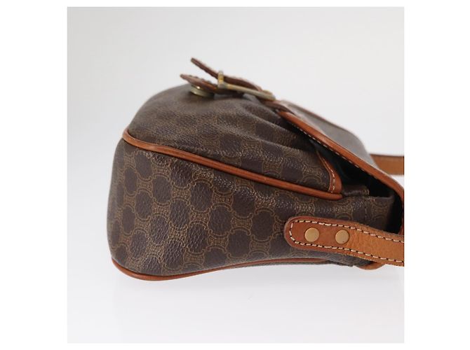 Céline Borsa a Spalla in Tela Macadam CELINE in Pelle PVC Marrone Oro Auth 151785 D'oro - vista 4