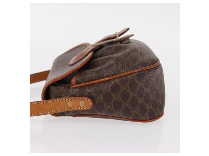 Céline Borsa a Spalla in Tela Macadam CELINE in Pelle PVC Marrone Oro Auth 151785 D'oro - vista 5