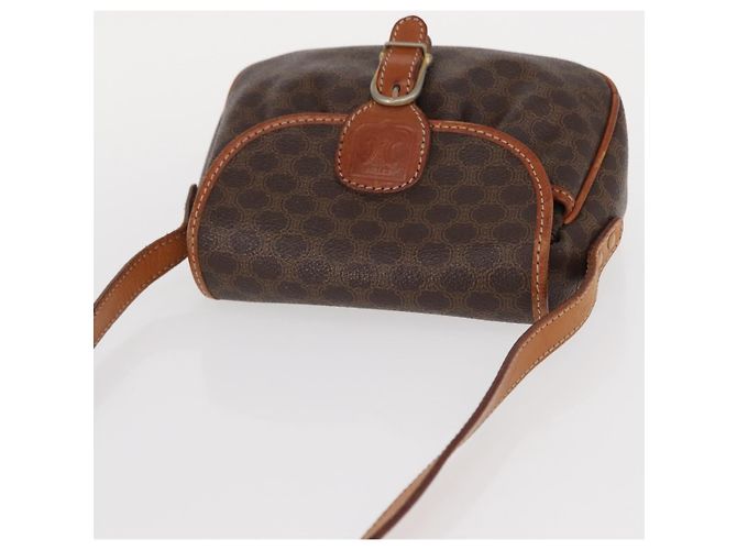 Céline Borsa a Spalla in Tela Macadam CELINE in Pelle PVC Marrone Oro Auth 151785 D'oro - vista 6