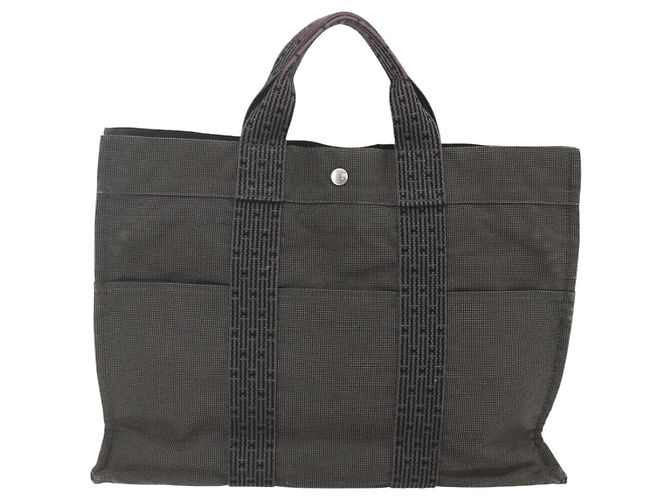 Hermès HERMES Handtasche Her Line MM Canvas Grau Silber Auth ka409 Braun - Ansicht 3