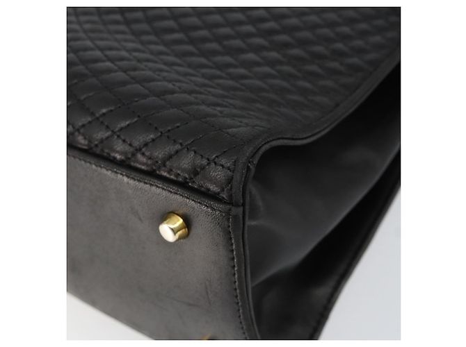 BALLY Bolsa de mão em couro preto e dourado Auth 154724 - vista 10
