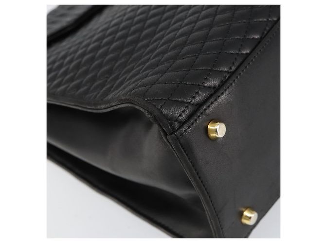 BALLY Bolsa de mão em couro preto e dourado Auth 154724 - vista 11