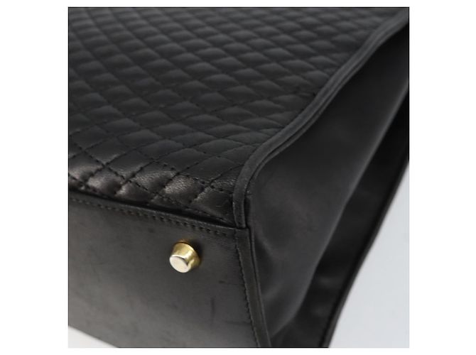BALLY Bolsa de mão em couro preto e dourado Auth 154724 - vista 12