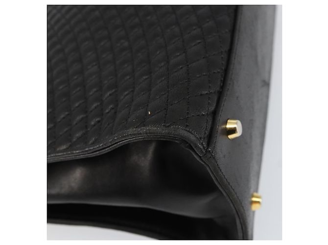 BALLY Bolsa de mão em couro preto e dourado Auth 154724 - vista 13