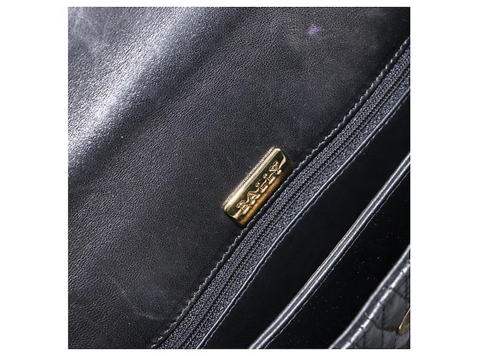 BALLY Bolsa de mão em couro preto e dourado Auth 154724 - vista 16