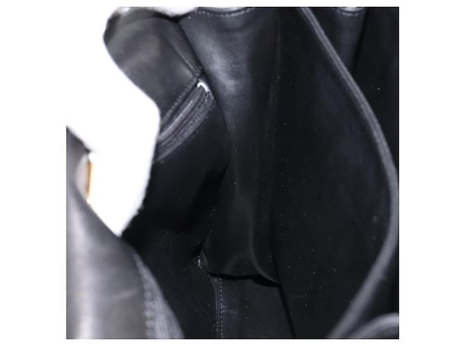 BALLY Bolsa de mão em couro preto e dourado Auth 154724 - vista 18