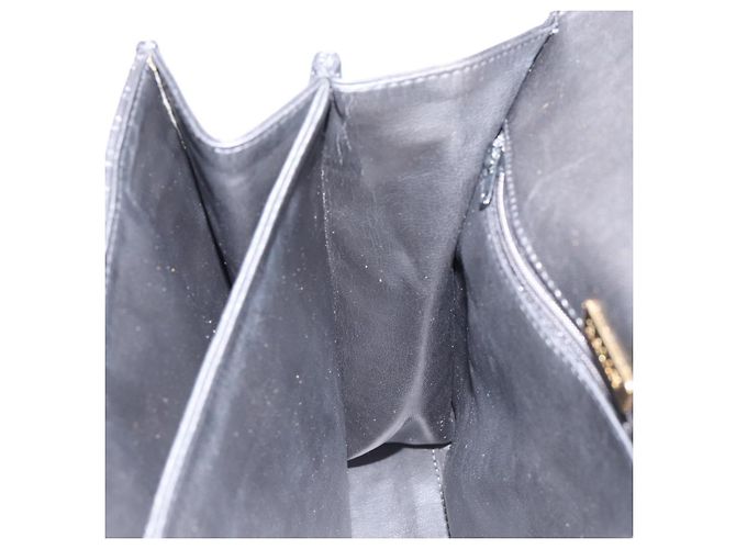 BALLY Bolsa de mão em couro preto e dourado Auth 154724 - vista 19