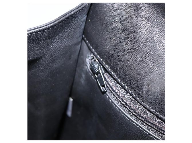 BALLY Bolsa de mão em couro preto e dourado Auth 154724 - vista 20