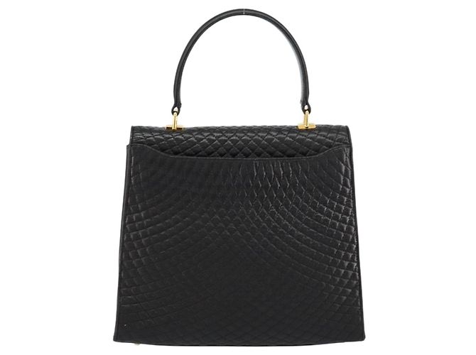 BALLY Bolsa de mão em couro preto e dourado Auth 154724 - vista 3