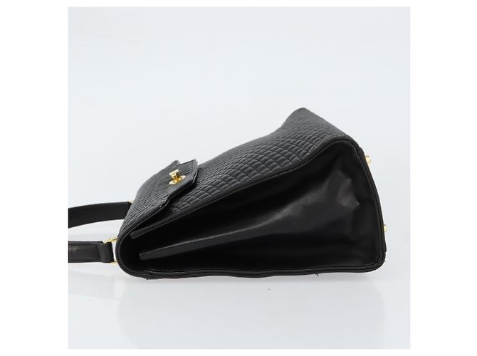 BALLY Bolsa de mão em couro preto e dourado Auth 154724 - vista 5