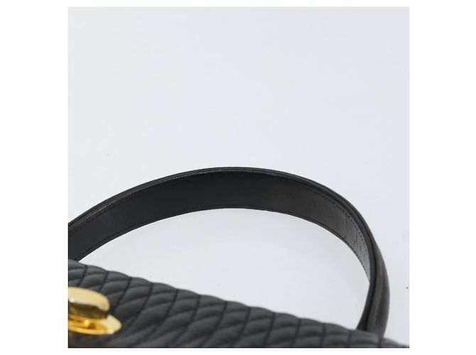 BALLY Bolsa de mão em couro preto e dourado Auth 154724 - vista 8