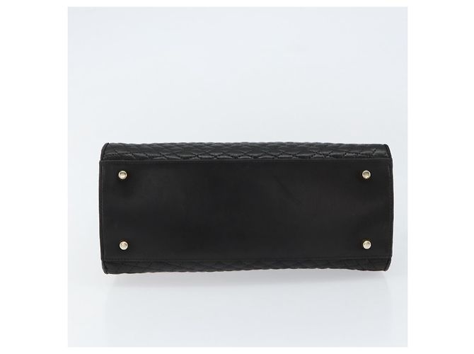 BALLY Bolsa de mão em couro preto e dourado Auth 154724 - vista 9