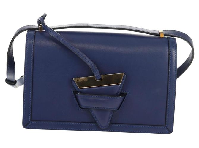 Borsa a Spalla LOEWE Barcelona in Pelle Blu Oro Auth ka587V D'oro - vista 13
