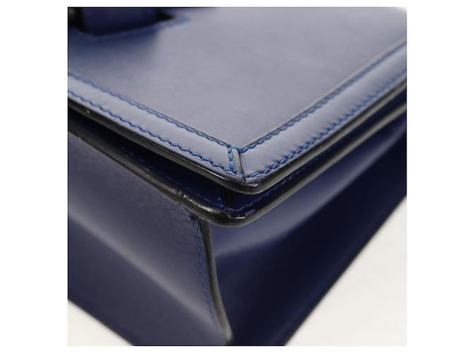Borsa a Spalla LOEWE Barcelona in Pelle Blu Oro Auth ka587V D'oro - vista 16
